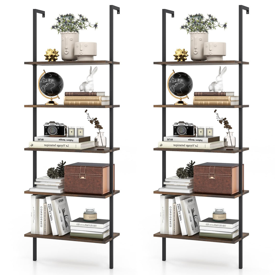 Giantex 5 Tier Modern Wall Mounted Bookshelf, 71&