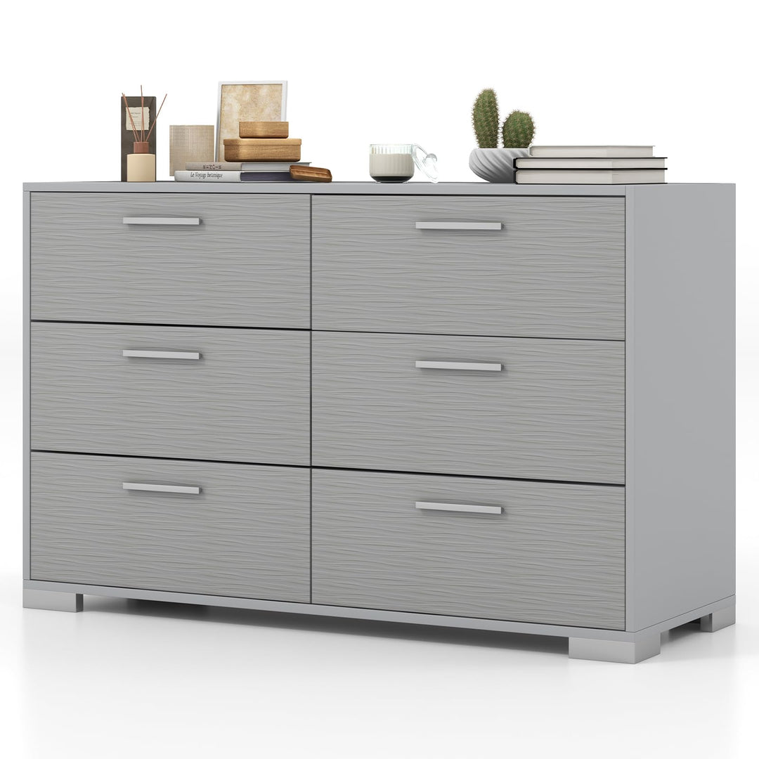 Giantex Storage Cabinet with 6 Drawers, Metal Legs &amp; Handles, Anti-Toppling Devices, Grey
