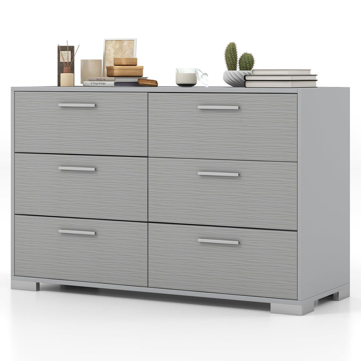 Giantex Storage Cabinet with 6 Drawers, Metal Legs &amp; Handles, Anti-Toppling Devices, Grey