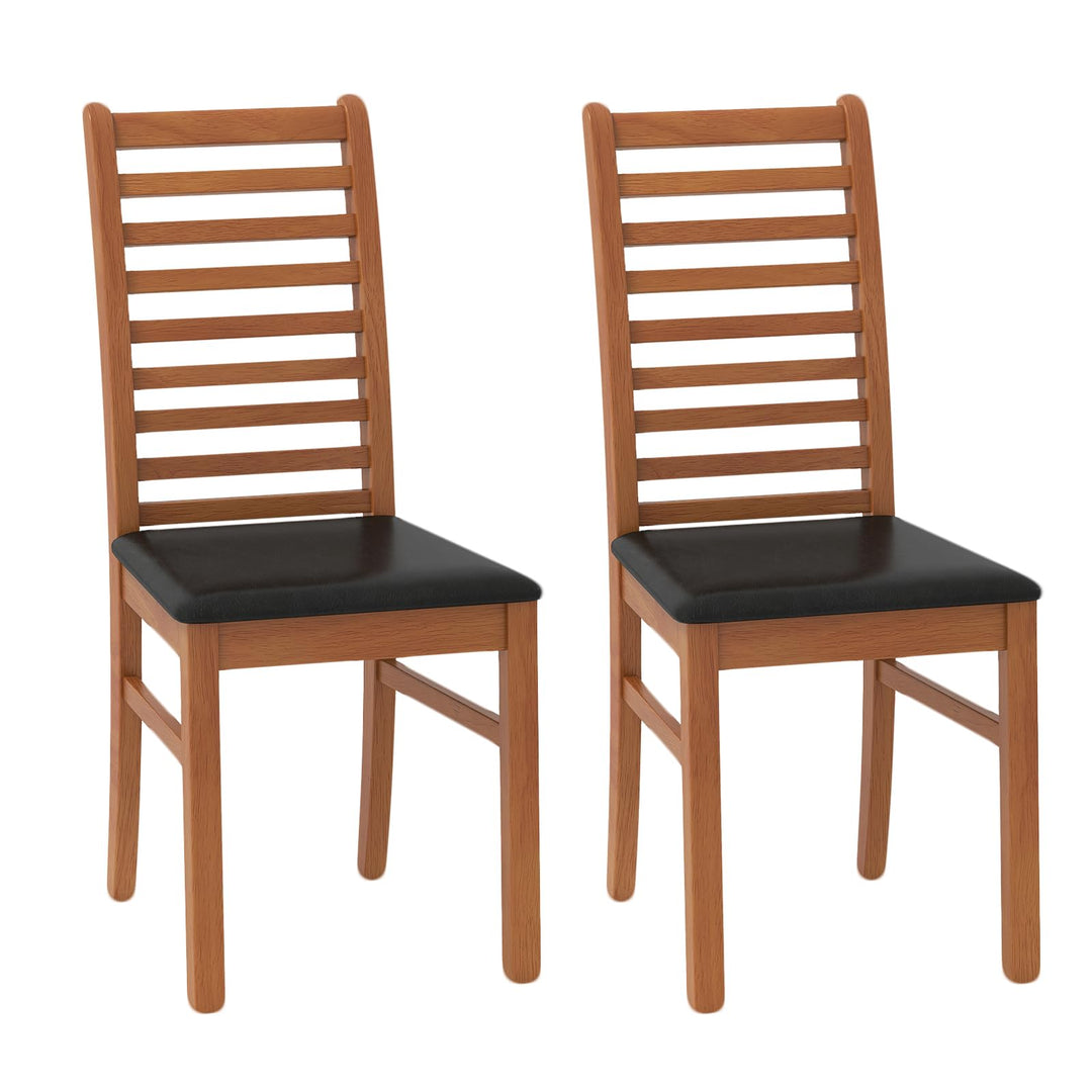 Giantex Wooden Dining Chairs Set PU Leather Upholstered Kitchen Armless Chairs w/Rubber Wood Legs