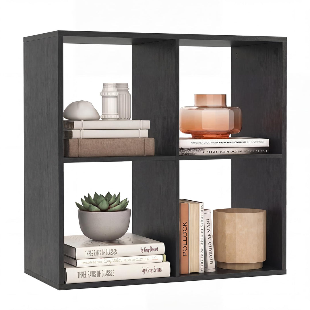 Giantex 4-Cube Bookcase, White Cubby Bookshelf w/Back Guardrail &amp; Anti-Tipping Kits