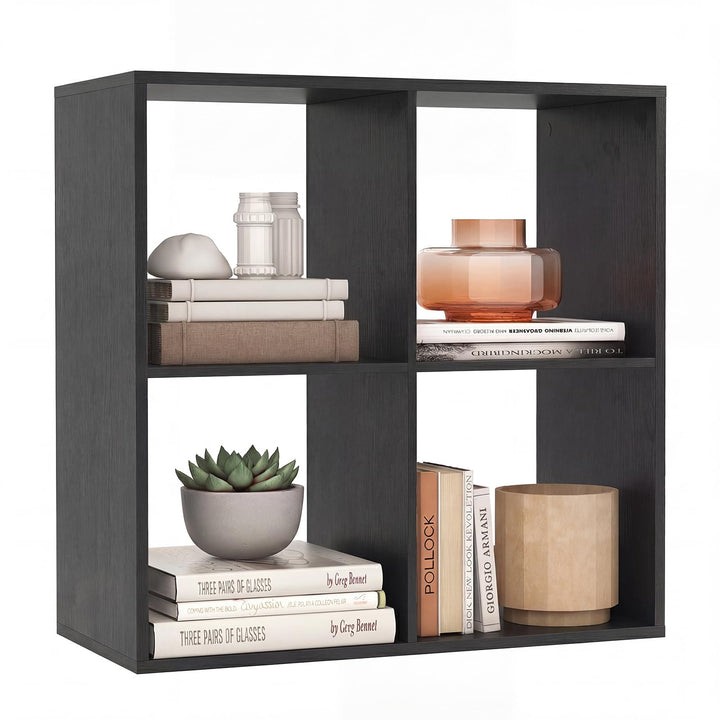 Giantex 4-Cube Bookcase, White Cubby Bookshelf w/Back Guardrail &amp; Anti-Tipping Kits