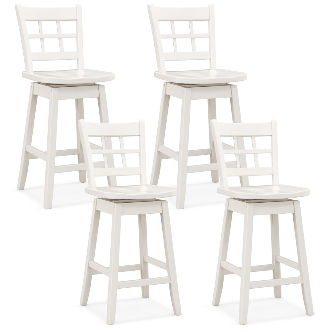 Giantex Bar Stools, Farmhouse Swivel Barstools with 6-Grid Hollow Back &amp; Ergonomic Contoured Seat