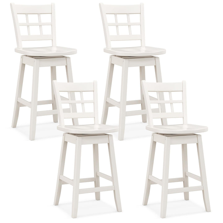 Giantex Bar Stools, Farmhouse Swivel Barstools with 6-Grid Hollow Back &amp; Ergonomic Contoured Seat