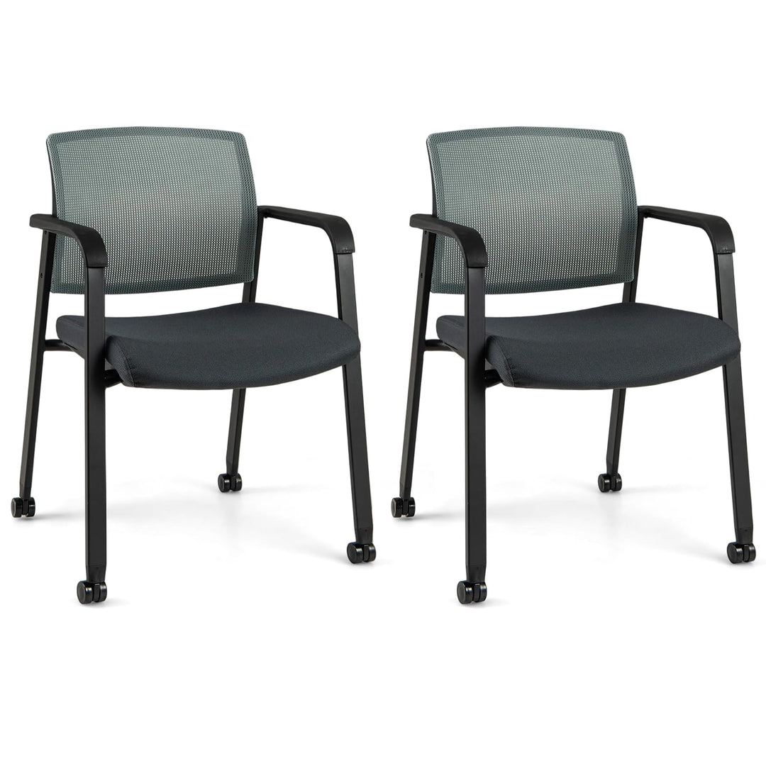 Giantex Waiting Room Chair Set, Rolling Office Desk Chairs with PU Wheels (2 / 4 / 6 / 8 / 10 / 12 Pack Options)