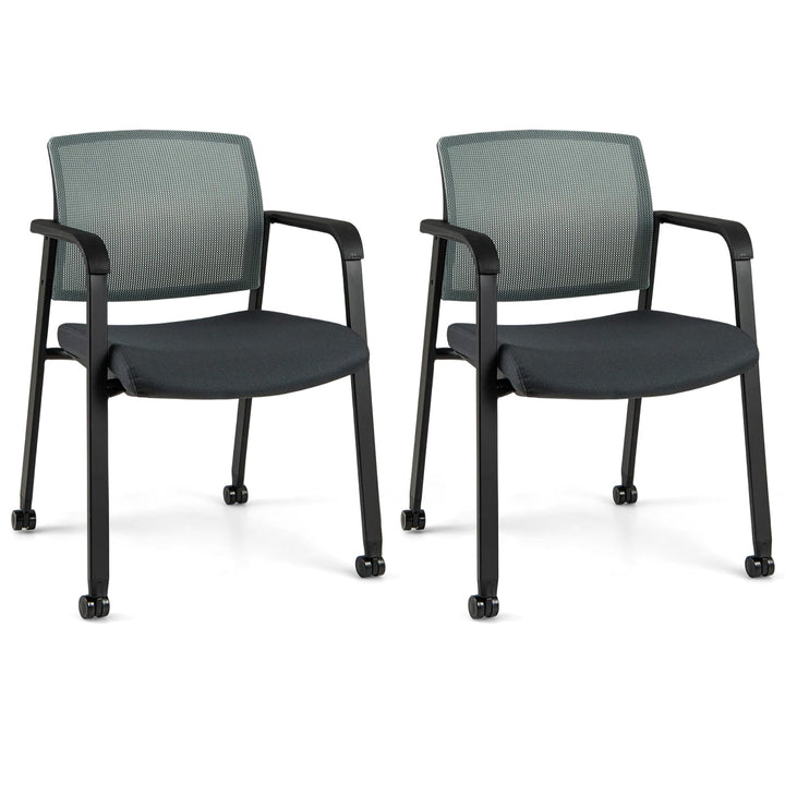 Giantex Waiting Room Chair Set, Rolling Office Desk Chairs with PU Wheels (2 / 4 / 6 / 8 / 10 / 12 Pack Options)
