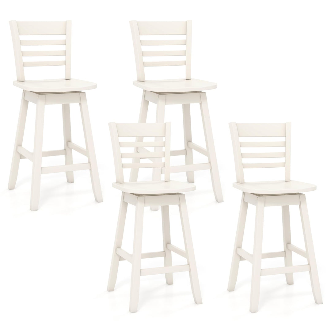 Giantex Wood Bar Stools, Swivel Counter Height Bar Stools with Slatted Hollow Back &amp; Ergonomic Contoured Seat