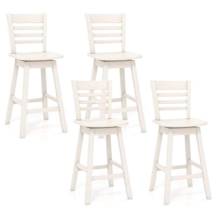 Giantex Wood Bar Stools, Swivel Counter Height Bar Stools with Slatted Hollow Back &amp; Ergonomic Contoured Seat