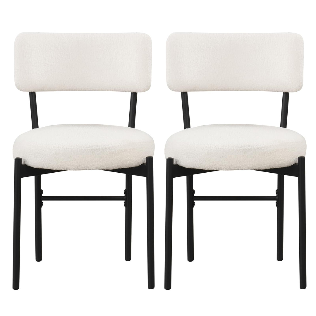 Giantex Boucle Dining Chairs Set of 2/4, Sherpa Upholstered Kitchen Chairs w/Curved Backrest, Padded Seat &amp; Metal Legs