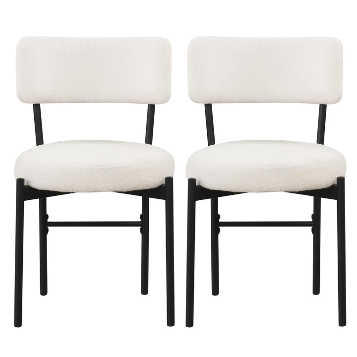 Giantex Boucle Dining Chairs Set of 2/4, Sherpa Upholstered Kitchen Chairs w/Curved Backrest, Padded Seat &amp; Metal Legs