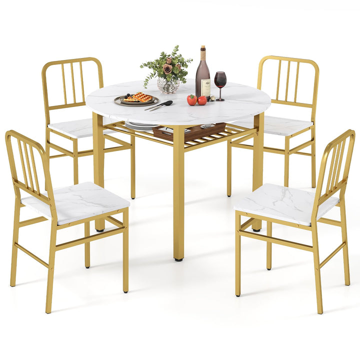 Giantex 40-Inches Round Kitchen Table &amp; Chairs with Storage Rack &amp; Metal Frame