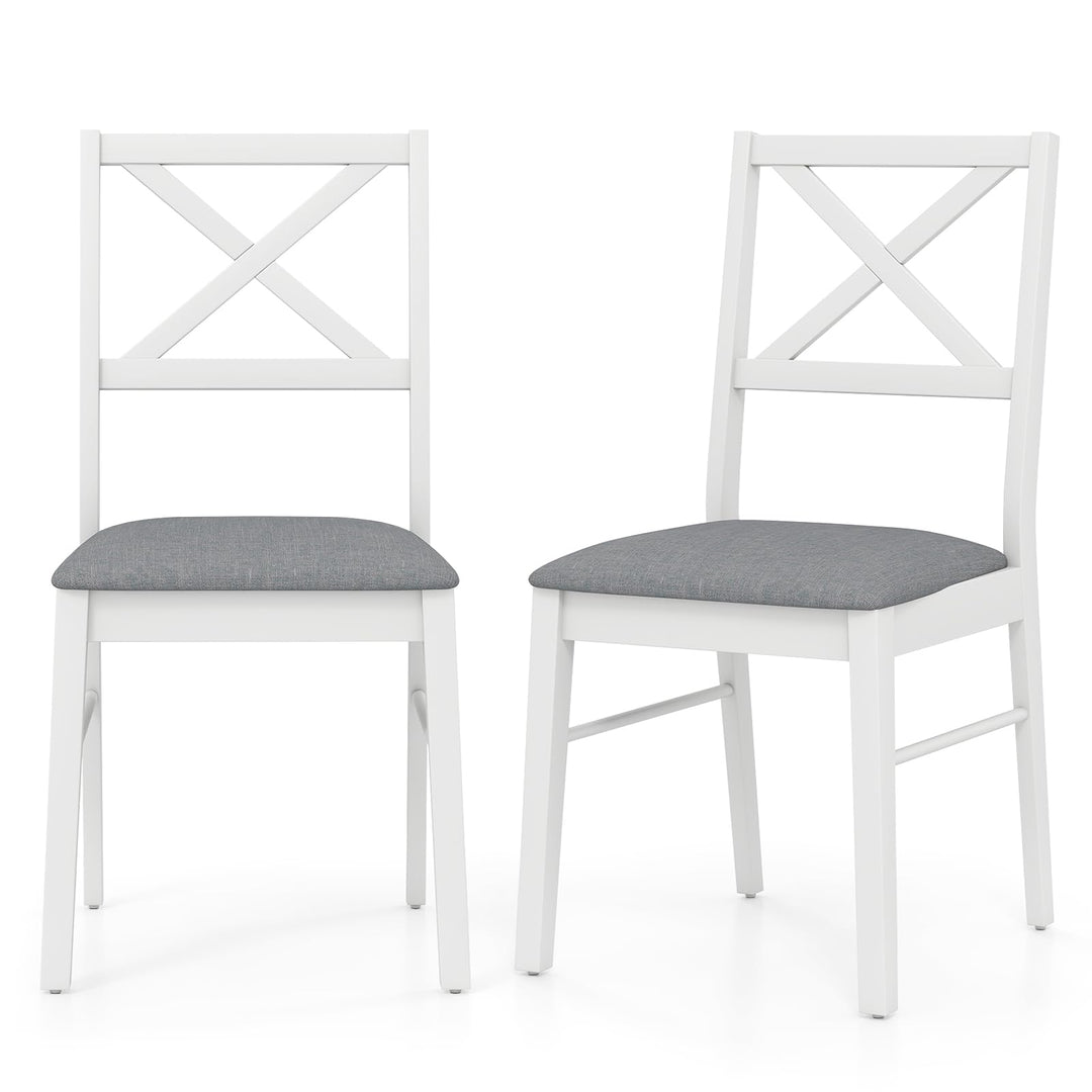 Giantex Wooden Dining Chairs Set of 2/4, Upholstered Kitchen Chairs w/Cross Back &amp; Padded Seat