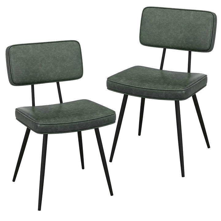 Giantex PU Leather Dining Chairs Set of 2/4, Upholstered Kitchen Chairs w/Padded Backrest &amp; Seat, Metal Legs