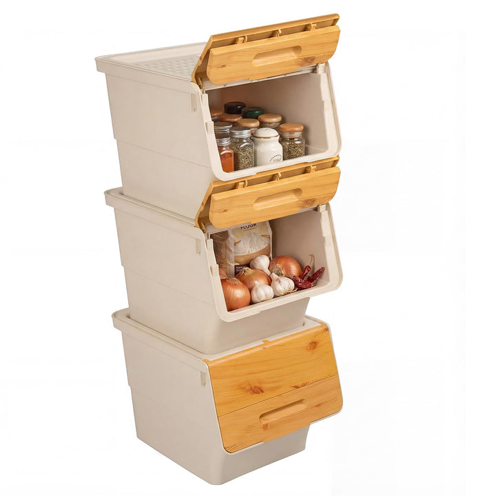 Giantex Plastic Stackable Storage Bins with Lids &amp; Wheels