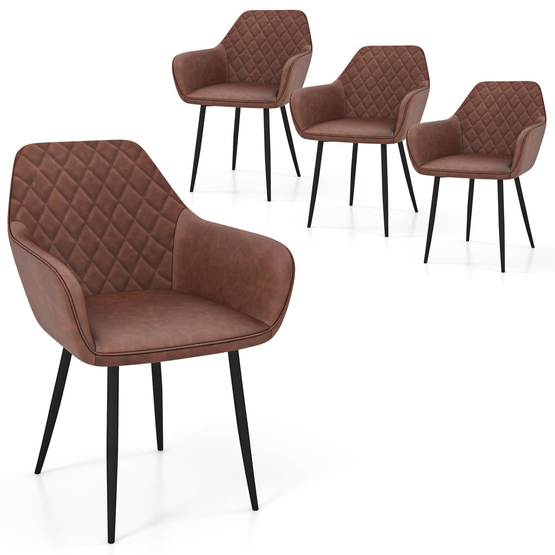 Giantex Mid Century Modern Dining Chairs Set of 2/4, Upholstered Accent Chairs w/Curved Backrest, Wide Seat &amp; Armrests