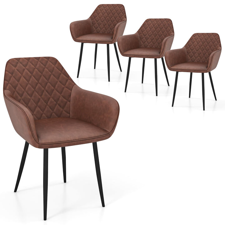Giantex Mid Century Modern Dining Chairs Set of 2/4, Upholstered Accent Chairs w/Curved Backrest, Wide Seat &amp; Armrests
