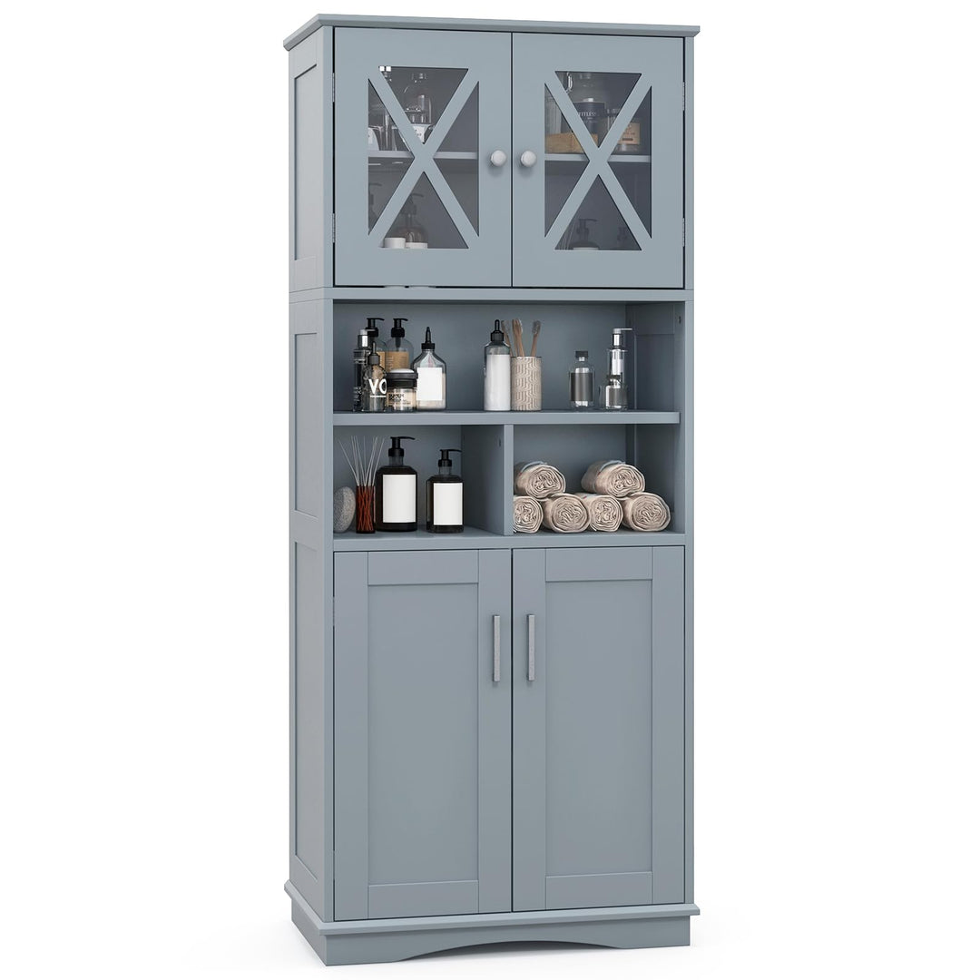 Giantex 57" Tall Bathroom Cabinet, Storage Cabinet with Acrylic Doors &amp; Adjustable Shelves