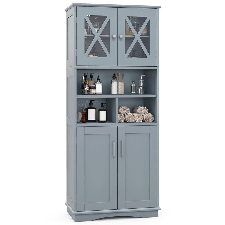 Giantex 57" Tall Bathroom Cabinet, Storage Cabinet with Acrylic Doors &amp; Adjustable Shelves