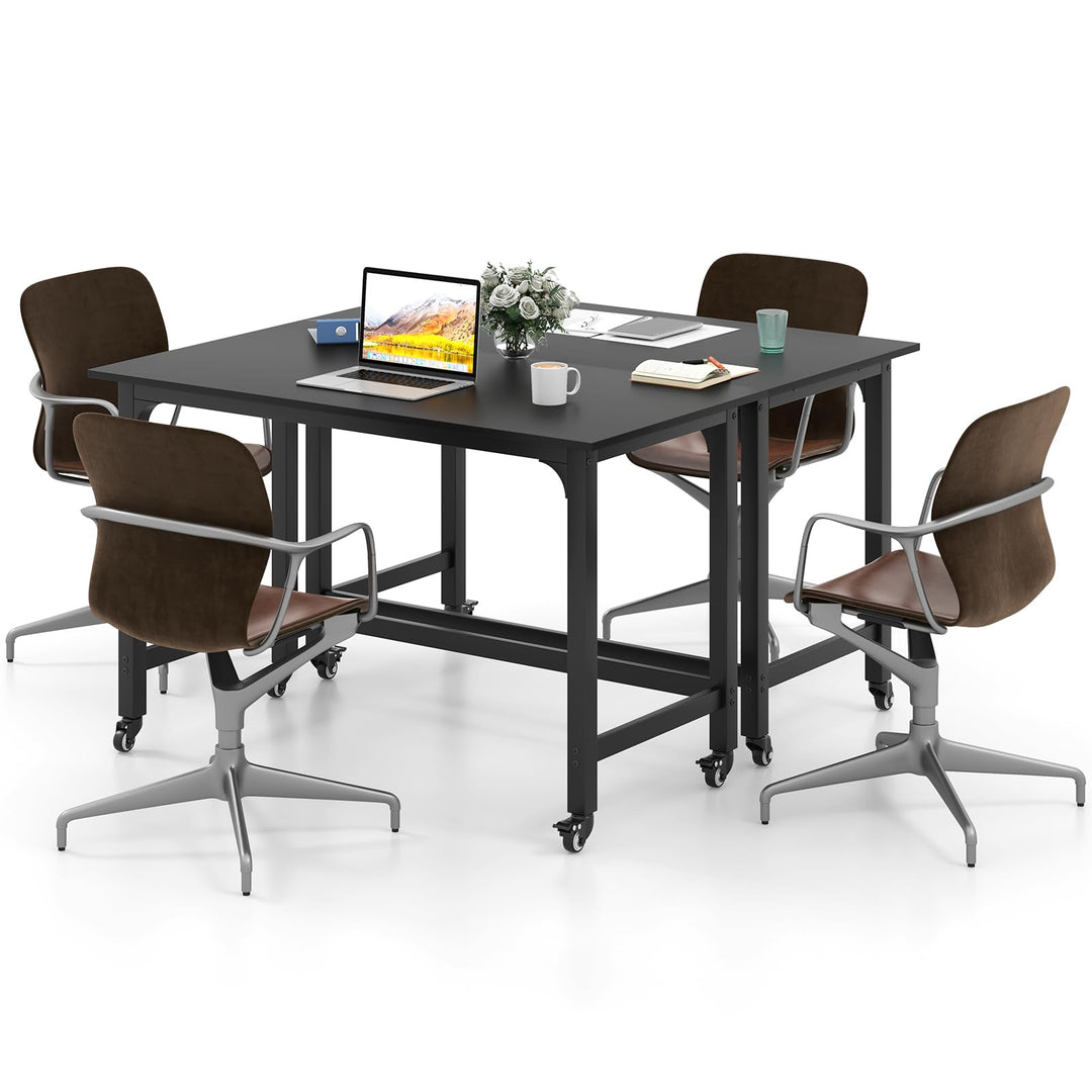 Giantex Conference Table, 48" Rectangular Mobile Meeting Room Desk with Removable Storage Bag &amp; 2 Hanging Hooks
