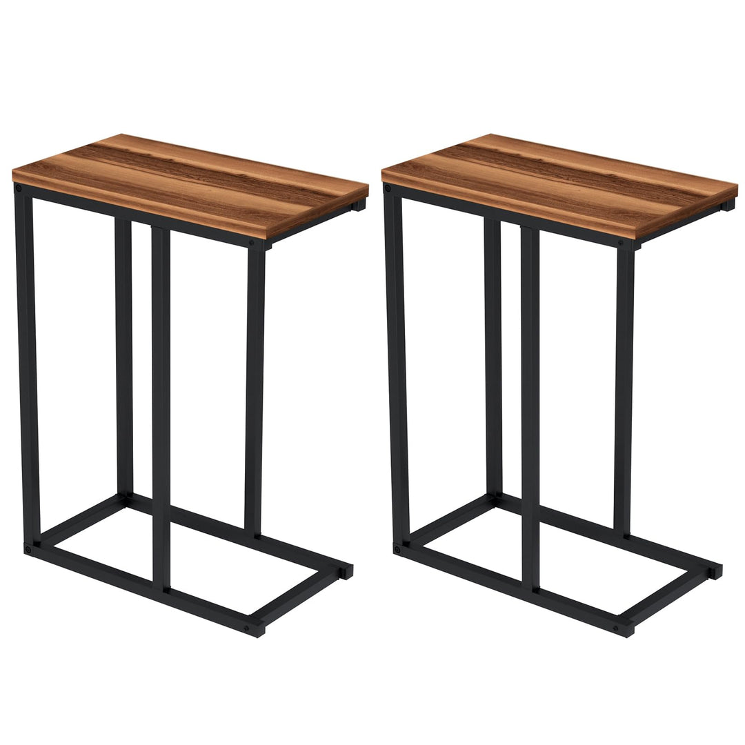 Giantex Small Sofa Couch Side Table That Slide Under with Metal Frame &amp; Spacious Tabletop