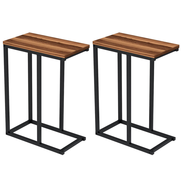Giantex Small Sofa Couch Side Table That Slide Under with Metal Frame &amp; Spacious Tabletop