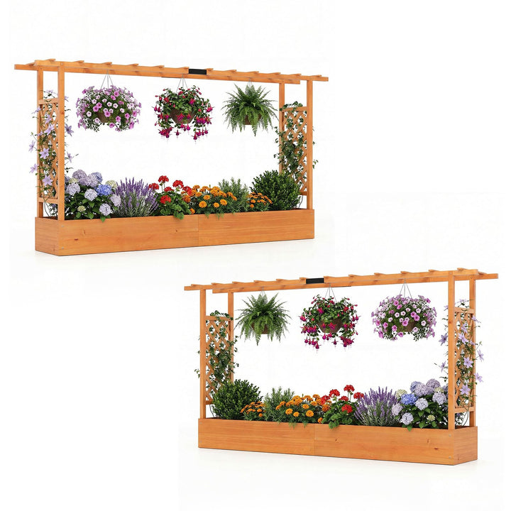 Giantex Wooden Raised Garden Bed with Trellis &amp; Hanging Roof