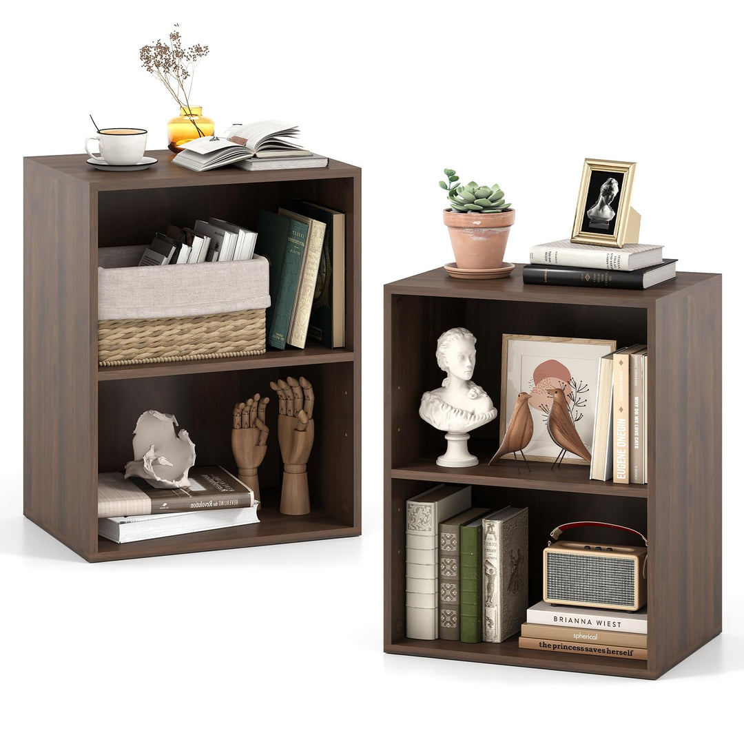 Giantex 2-Cube Bookshelf | 2-Layer Storage Shelf Bookcase w/Large-Capacity Open Storage Space