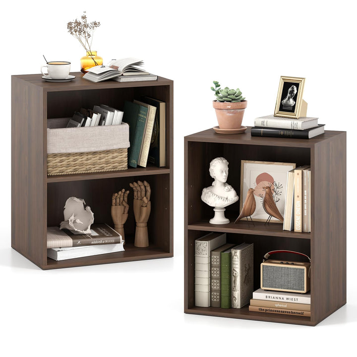 Giantex 2-Cube Bookshelf | 2-Layer Storage Shelf Bookcase w/Large-Capacity Open Storage Space