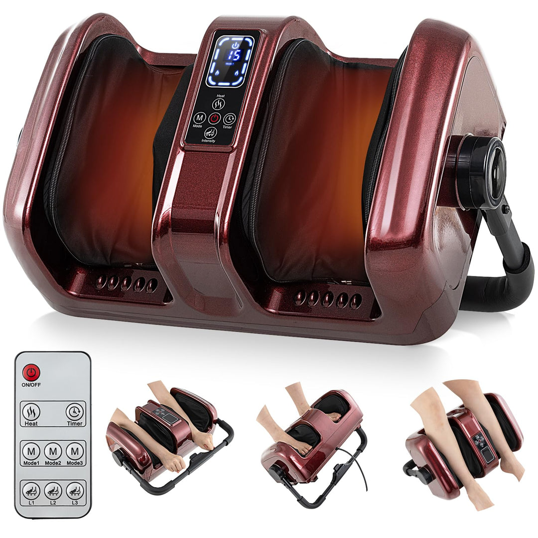 Giantex Electric Foot Massager with Heat, 3 Massage Modes &amp; Speed, Timer, 3 Intensity, Washable Cover