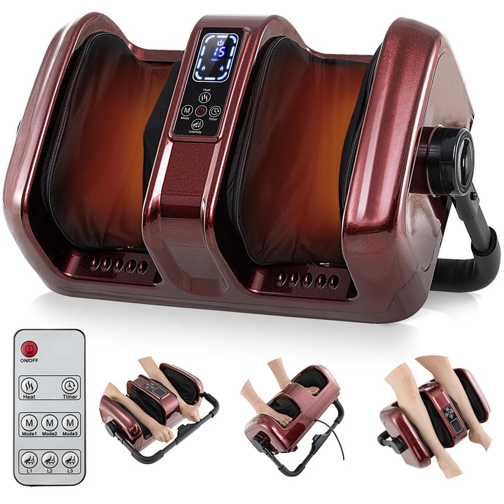 Giantex Electric Foot Massager with Heat, 3 Massage Modes &amp; Speed, Timer, 3 Intensity, Washable Cover