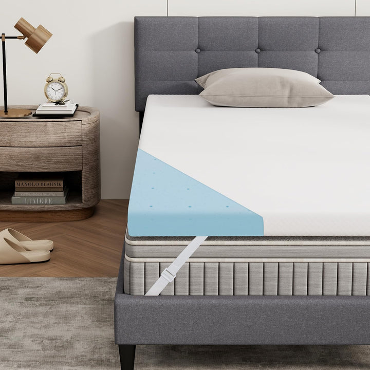 Giantex 3 Inch Twin Memory Foam Mattress Topper, Gel Infused Topper with Removable Cover