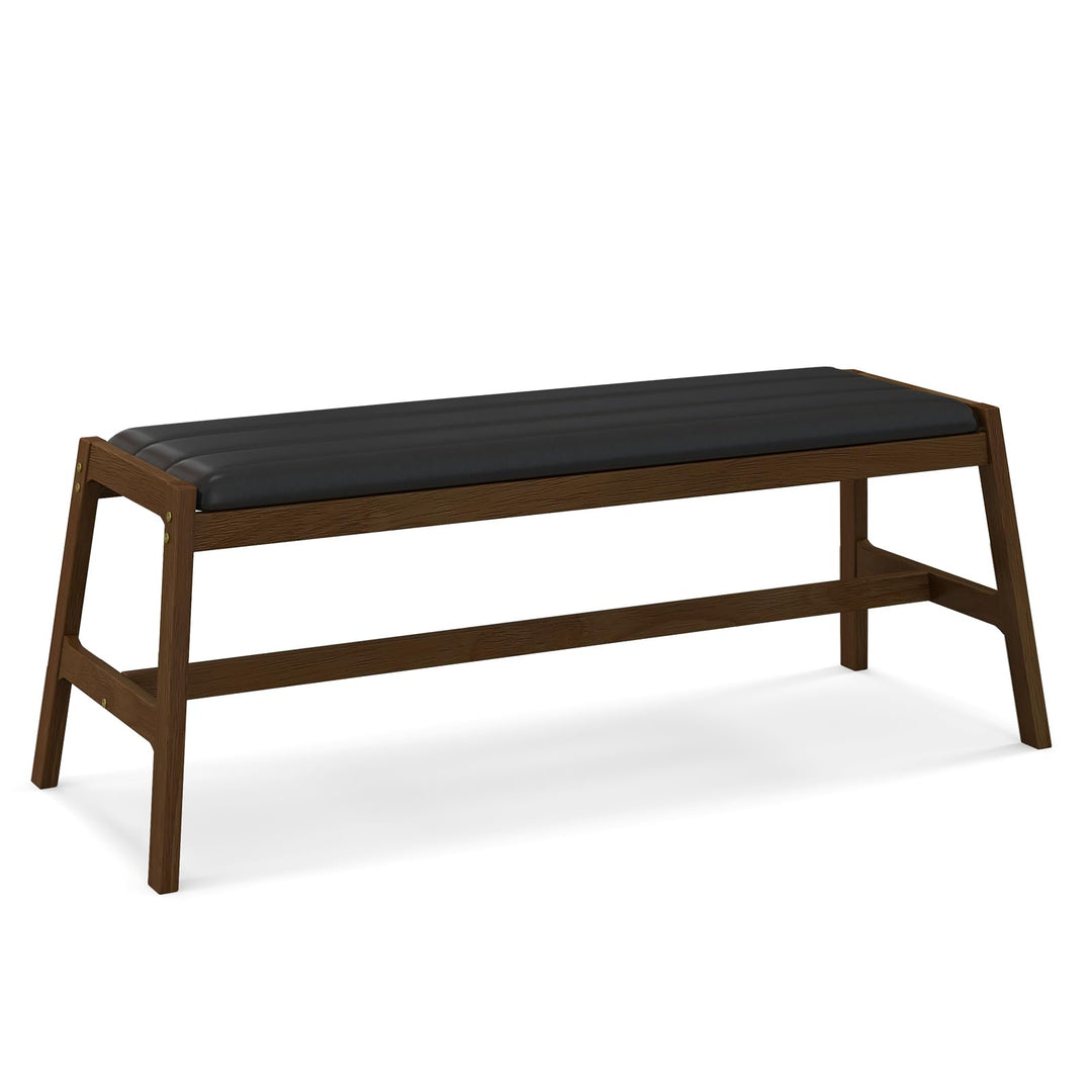 Giantex Upholstered Wood Dining Bench, 50" Entryway Bench w/Padded Seat &amp; Solid Rubber Wood Frame
