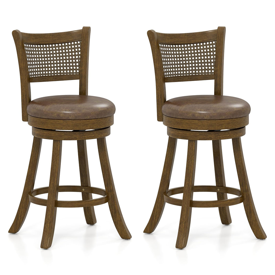 Giantex 25" Swivel Bar Stools Set of 2/4 with Footrest &amp; Rubber Wood Frame