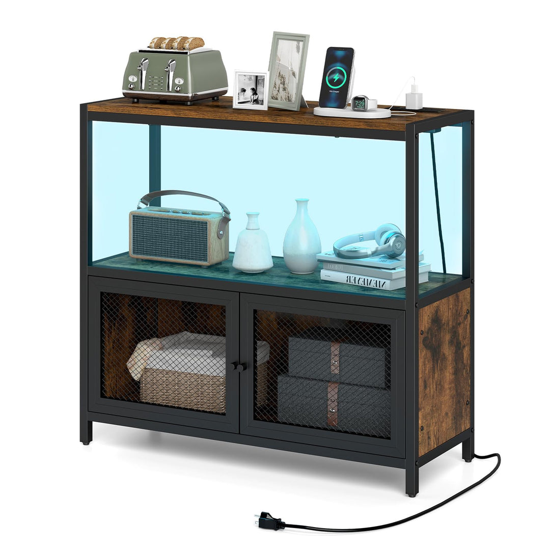Giantex Wine Cabinet with LED Lights for Kitchen Living Room