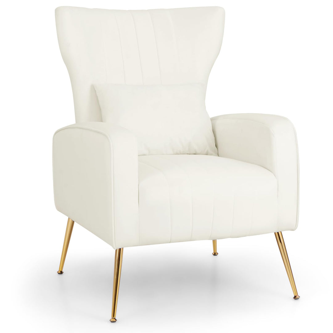 Giantex Velvet Accent Chair with Lumbar Pillow