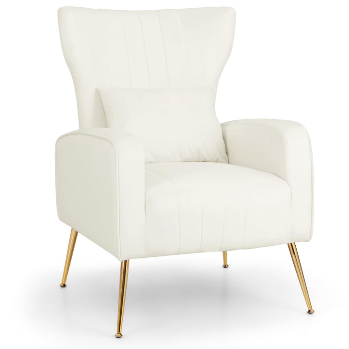 Giantex Velvet Accent Chair with Lumbar Pillow