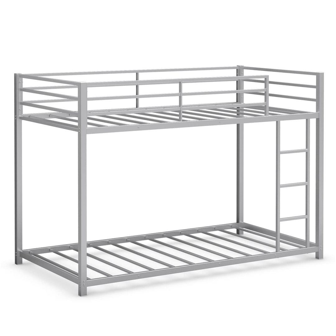 Giantex Metal Bunk Bed Twin Over Twin, Low Profile Bunk Bed Frame with Ladder &amp; Full Length Guardrail