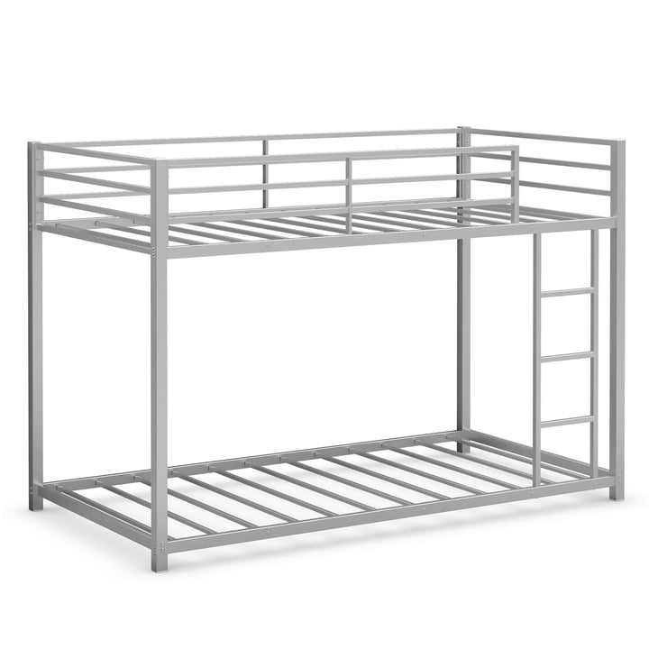 Giantex Metal Bunk Bed Twin Over Twin, Low Profile Bunk Bed Frame with Ladder &amp; Full Length Guardrail