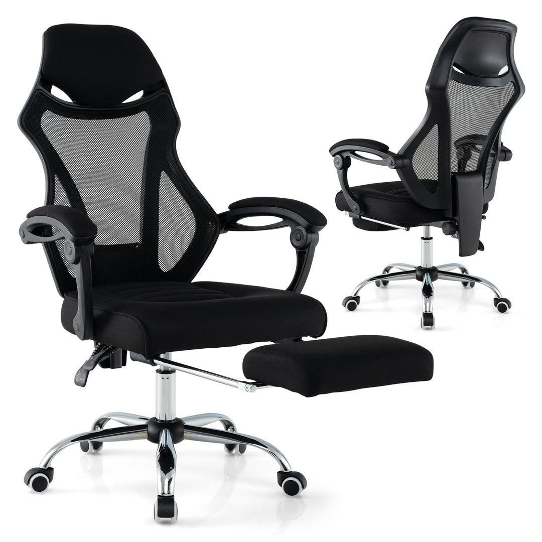 Giantex Ergonomic Desk Chair with Footrest, Mesh Office Chair with Height-Adjustable &amp; Tilting Backrest