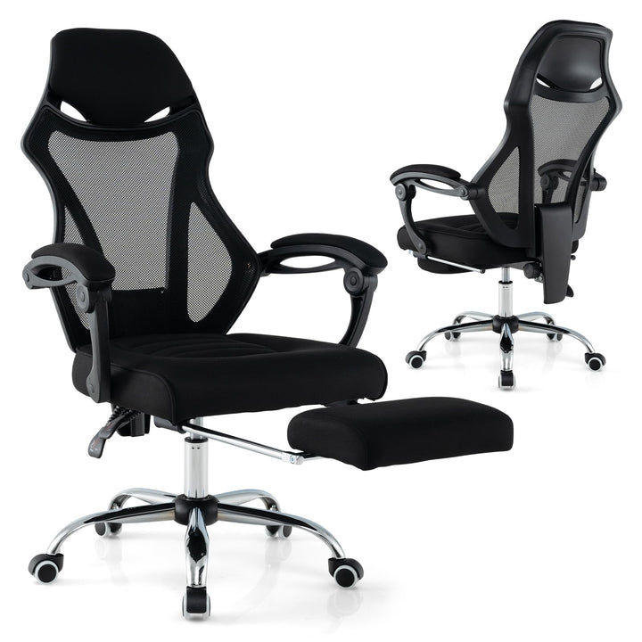 Giantex Ergonomic Desk Chair with Footrest, Mesh Office Chair with Height-Adjustable &amp; Tilting Backrest