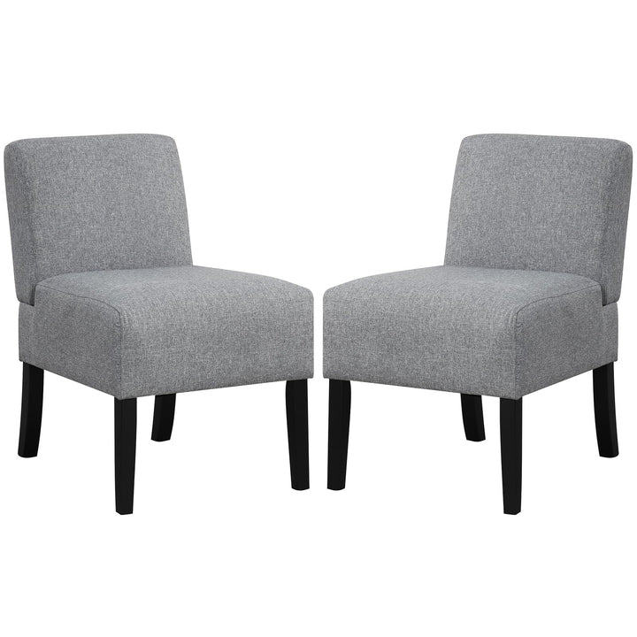 Giantex Armless Accent Chair Set of 1/2/4, Upholstered Living Room Chair with Rubber Wood Legs