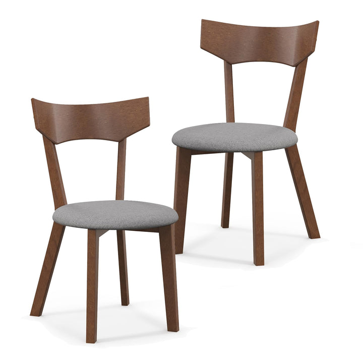 Giantex Wooden Dining Chairs, Solid Wood Kitchen Chairs w/Curved Back &amp; Cushioned Seat