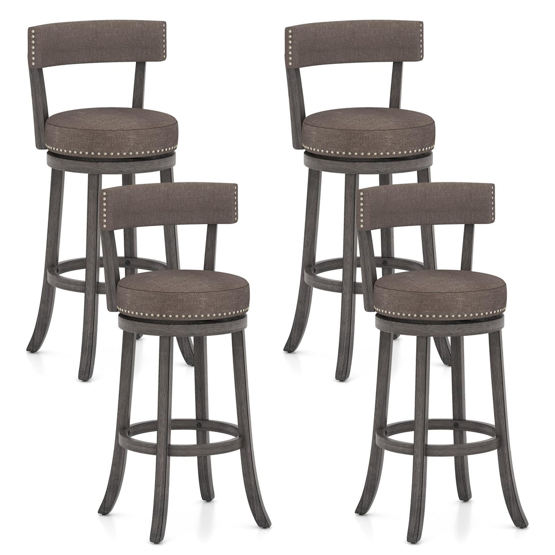 Giantex 31" Bar Stools Set, Swivel Bar Height Bar Chairs with Footrest, Rubber Wood Frame