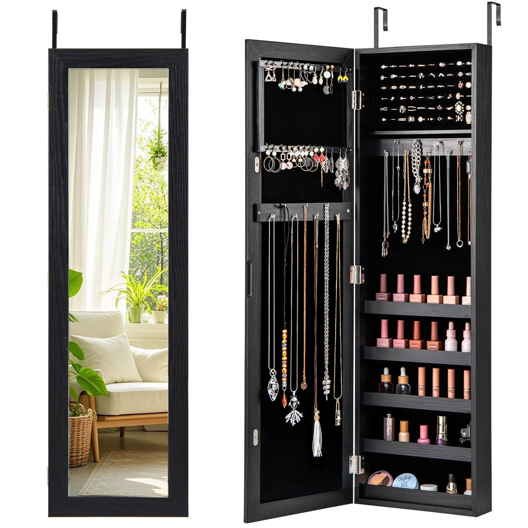 Giantex Wall Door Mounted Jewelry Armoire Cabinet with Full-length Mirror