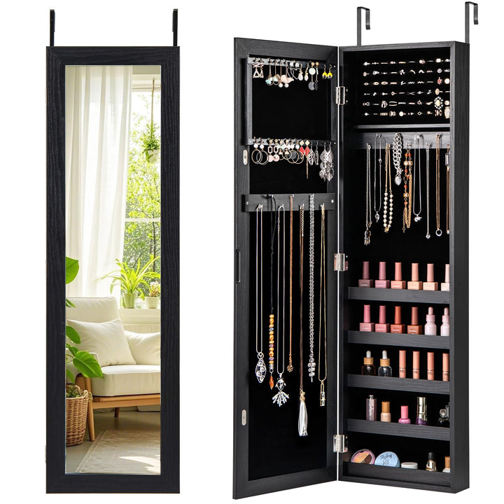 Giantex Wall Door Mounted Jewelry Armoire Cabinet with Full-length Mirror