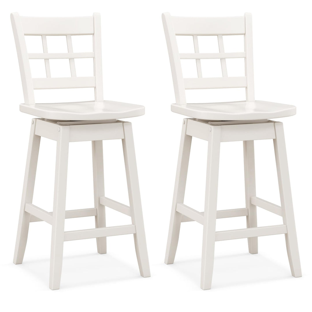 Giantex Bar Stools, Farmhouse Swivel Barstools with 6-Grid Hollow Back &amp; Ergonomic Contoured Seat