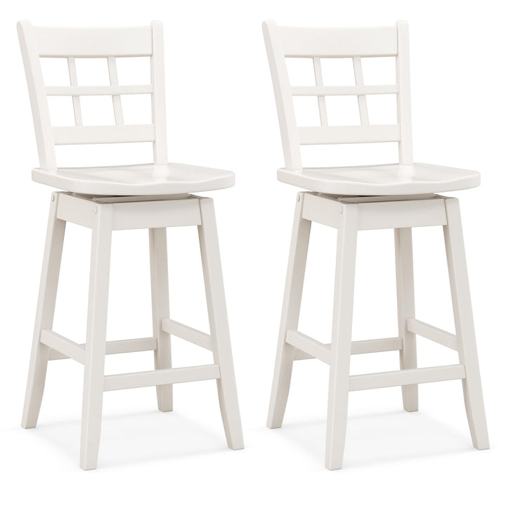 Giantex Bar Stools, Farmhouse Swivel Barstools with 6-Grid Hollow Back &amp; Ergonomic Contoured Seat