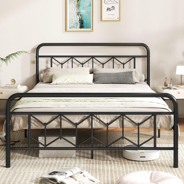 Giantex Metal Twin Bed Frames with Victorian Style Headboard &amp; Footboard, Heavy Duty Slats Support Mattress Foundation