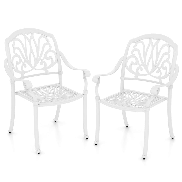 Giantex Patio Chairs, Stackable Cast Aluminum Outdoor Chairs for Lawn Porch Garden Yard