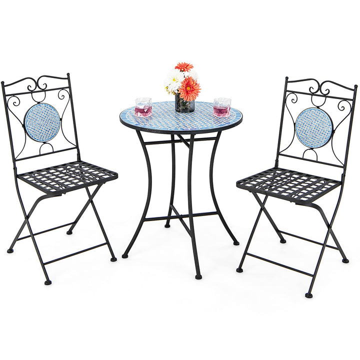 Giantex 3 Pieces Patio Bistro Set - Mosaic Round Table